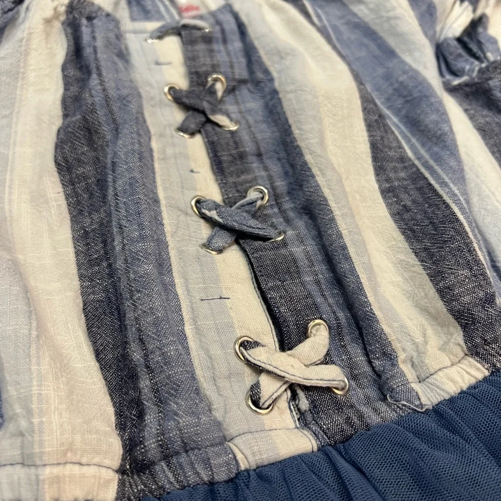 Justice Blue and White Striped Dress